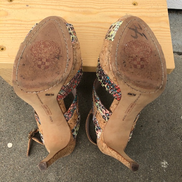 Vince Camuto Multicolor Python Cork Heel Sandals 6 - Picture 8 of 12
